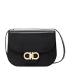 Ferragamo Double Gancini North-south Crossbody Bag In Black