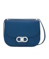 Ferragamo Double Gancini North-south Crossbody Bag In Blue