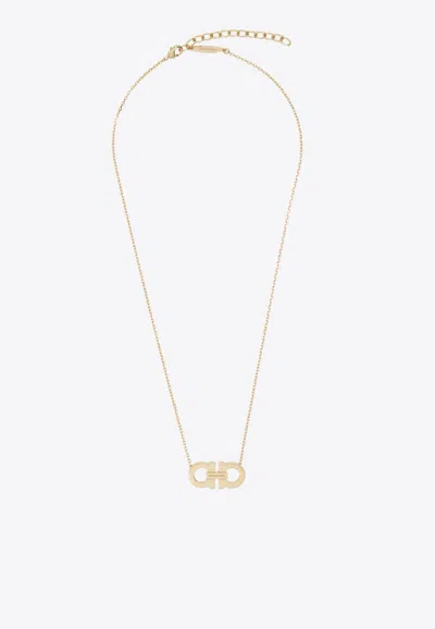 Ferragamo Double Gancini Pendant Necklace In Gold