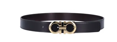 Ferragamo Double Gancini Reversible Belt In Pink