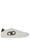 Ferragamo White Sneakers With Gancini Print On The Side And Contrasting Heel In Leather Man In White