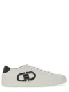 Ferragamo White Sneakers With Gancini Print On The Side And Contrasting Heel In Leather Man