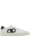 Ferragamo White Sneakers With Gancini Print On The Side And Contrasting Heel In Leather Man In White