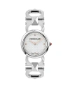 Ferragamo 25mm Double Gancini Stud Watch With Silver Dial, Stainless Steel In Silver