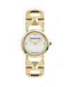 Ferragamo 25mm Double Gancini Stud Watch With Silver Dial, Yellow Gold In Silver/gold