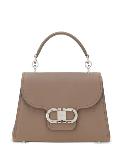 Ferragamo Double Gancini Top Handle (s) In Brown