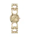 Ferragamo Women's Swiss Double Gancini Gold Ion Plated Link Bracelet Watch 25mm In Gold