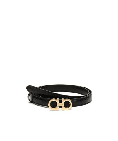 Ferragamo Double Gancio Belt In Black