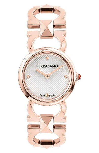 FERRAGAMO DOUBLE GANCIO BRACELET WATCH, 25MM