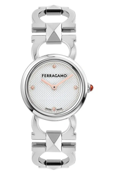 Ferragamo Double Gancio Bracelet Watch, 25mm In Stainless Steel