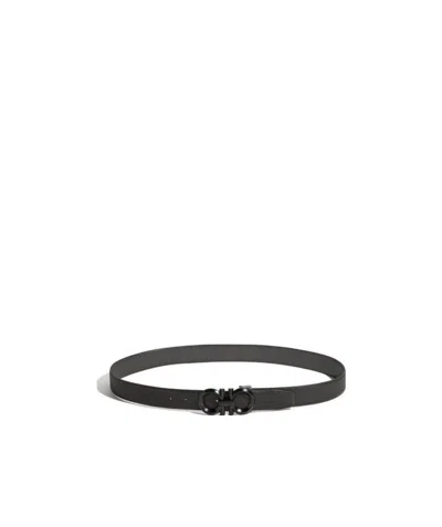 Ferragamo Double Gancio Buckle Belt In Black