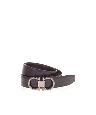 Ferragamo Double Gancio Buckle Belt In Black