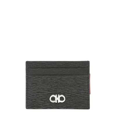 Ferragamo Double Gancio Cardholder In Black