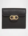 Ferragamo Double Gancio Grainy Leather Wallet In Black