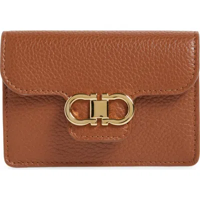Ferragamo Double Gancio Key Holder In Brown