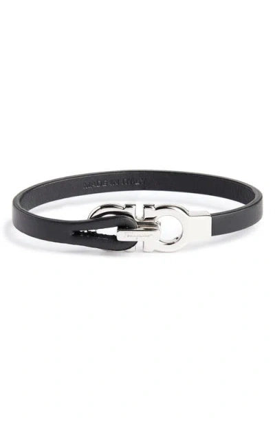 Ferragamo Link Bracelet Adjustable Metallic Clasp In Black