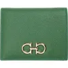 Ferragamo Double Gancio Leather French Wallet In Forest Green