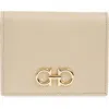 Ferragamo Double Gancio Leather French Wallet In Stone