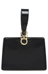 Ferragamo Mini Embellished Patent-leather Clutch In Black