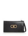 Ferragamo Double Gancini Mini Leather Shoulder Bag In Nero