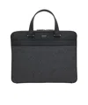 Ferragamo Men's Gancini Business Bag In Black Gray