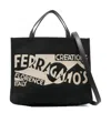 Ferragamo Logo Printed Small Tote Bag Women In Black