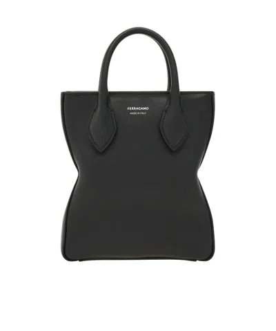 Ferragamo Double-handle Handbag In Black