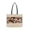 Ferragamo Canvas Shopping Bag Leather Handles In Nude