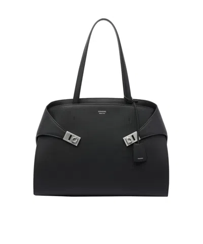 FERRAGAMO DOUBLE HANDLE SHOULDER BAG