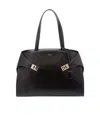 Ferragamo Leather Shoulder Bag Featuring Dual Straps In Black