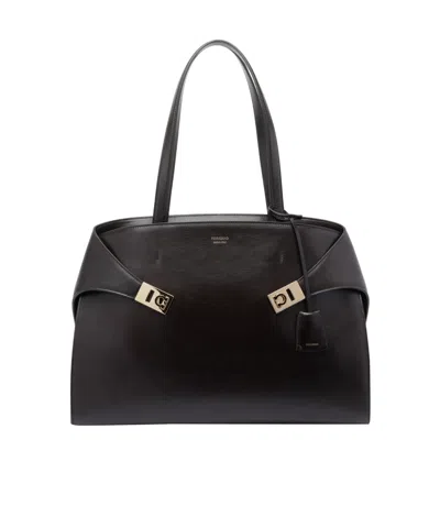 FERRAGAMO HUG CLASP-DETAIL TOTE BAG