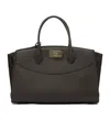 Ferragamo Structured Brown Calf Goat Leather Handbag In Brown