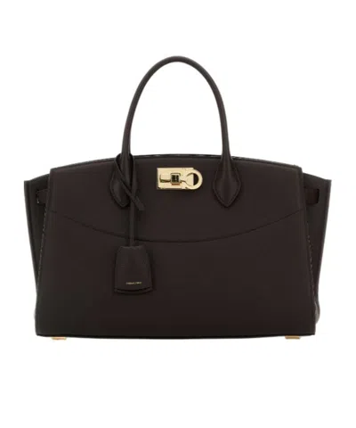 Ferragamo Double Handle Tote Bag In Black