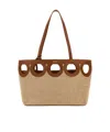 Ferragamo Circular Cutout Woven Raffia Shoulder Bag In Brown