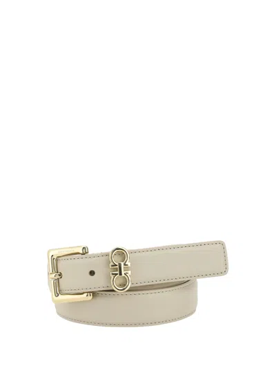 Ferragamo Double Hook Buckle Belt In Neutral