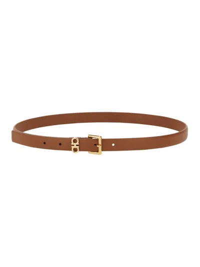 Ferragamo Double "hooks" Belt In Brown