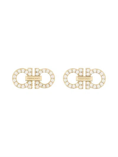 Ferragamo Double "hooks" Earrings With Crystals