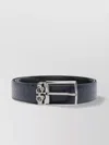 Ferragamo Double Logo-embossed Leather Belt In Black