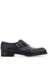 Ferragamo Double-monkstrap Leather Monk Shoes In Blue