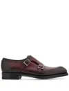 Ferragamo Double-monkstrap Leather Monk Shoes In Red