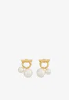Ferragamo Faux-pearl Embellished Earrings In Gold