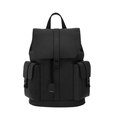Ferragamo Double Pocket Gancini Buckle Backpack In Black