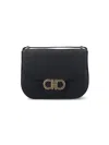Ferragamo Geometric Lines Leather Shoulder Bag In Black  