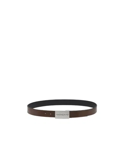 Ferragamo Reversible Logo Leather Belt In Brown