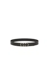 Ferragamo Salvatore  Man's Bicolor Leather Belt With Logo Buckle In Black