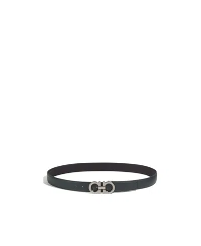 Ferragamo Double-sided Adjustable Gancini Belt In Black