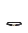 Ferragamo Double-sided Adjustable Gancini Double-buckle Belt In Black