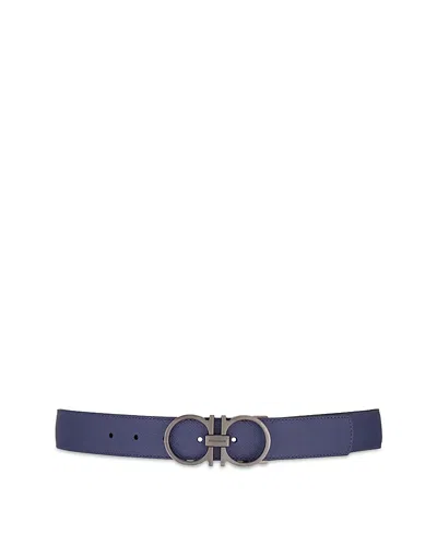 Ferragamo Double Sided Adjustable Leather Belt In Gray
