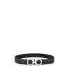 Ferragamo Embossed Pattern Metal Buckle Belt In Green