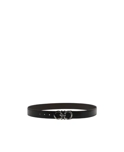 Ferragamo Double-sided Belt In Nero || Hickory